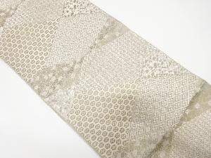 アンティーク　切りばめ風　花唐草に七宝菱模様織り出し袋帯（材料）